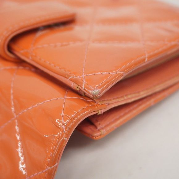 Chanel Matelasse Brilliant Wallet in Orange Patent Leather with Silver Hardware - Picture 9 of 10